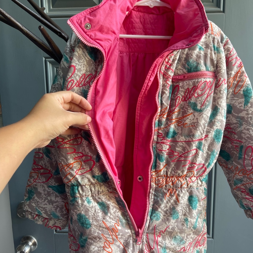 Vintage Hot Gear Kids 90s Snowsuit Vibrant Colorblock Pink Ski Winter One-Piece - Picture 5 of 10